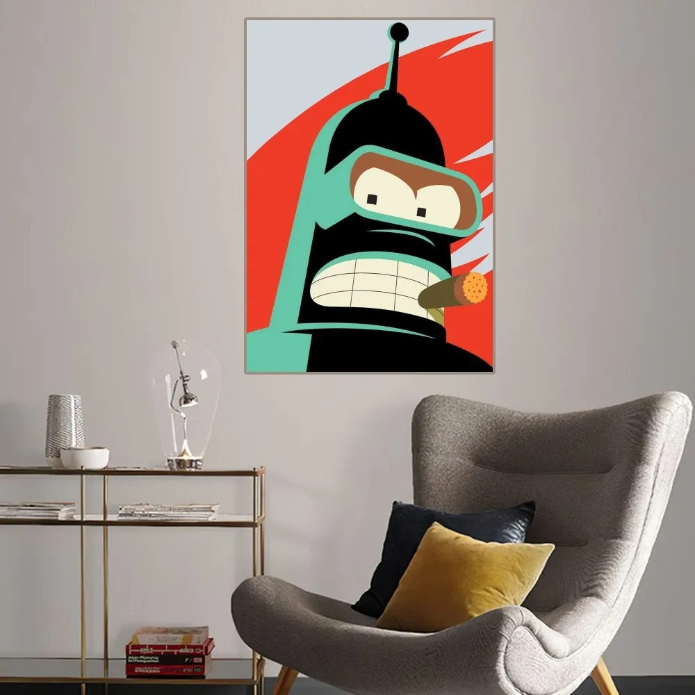 F-Futurama Cartoon Poster Home Room Decor Aesthetic Art Wall Painting Stickers