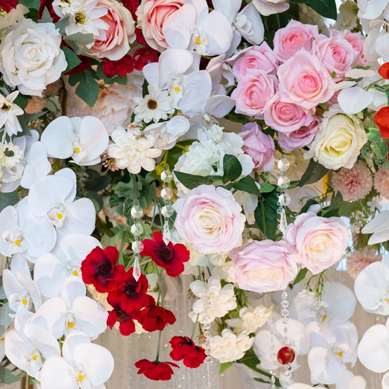 

20Pcs Transparent Acrylic Octagonal Bead Pendant Unique Crystal Ornament for Chandelier Lamp Ceiling Light Decor