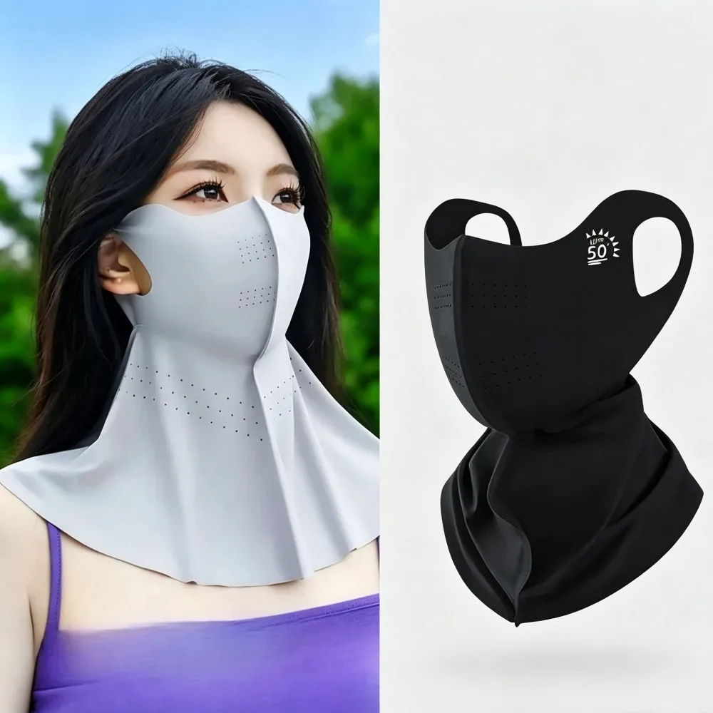 UPF 50 Plus UV Block Cooling Hyaluronic Acid Full Face Sunscreen Mask for Running Cycling Sports Gifts
