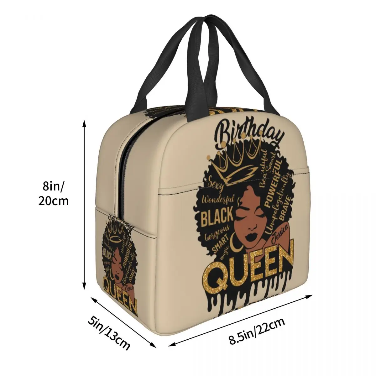 Birthday Queen Black Women Lunch Bag Hot Cold Snacks Insulated Lunch Boxes for Kids School Work Picnic Food Tote Container