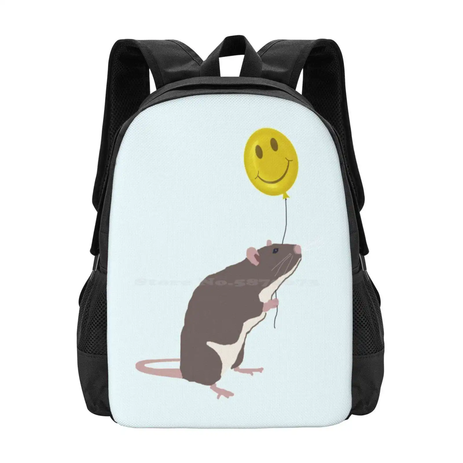 Rat With A Happy Face Balloon Hot Sale Schoolbag Backpack Fashion Bags Rats Rodents Balloon Rat Backpack New York City Amy