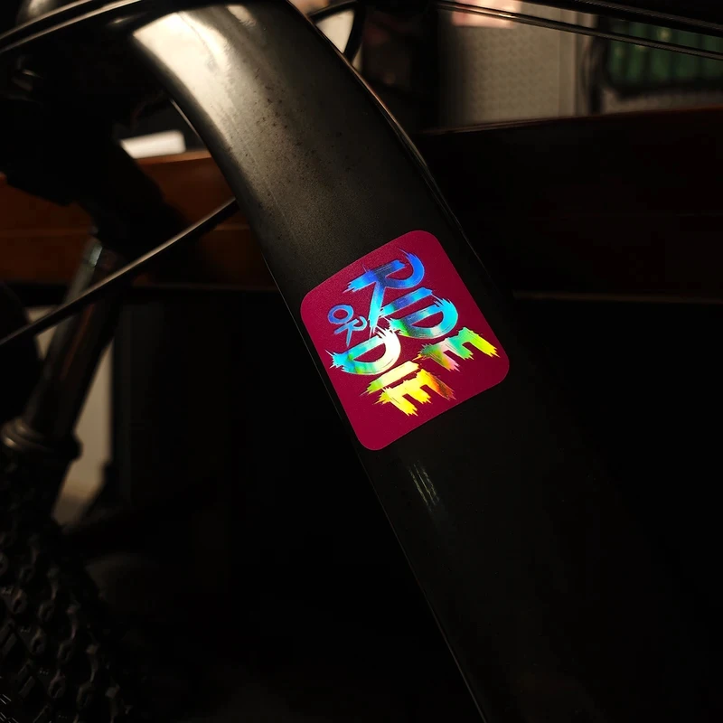 2PCS Ride Or Die Laser Reflective, Mountain Bike Road Frame Stickers, Gradient Decorative Stickers