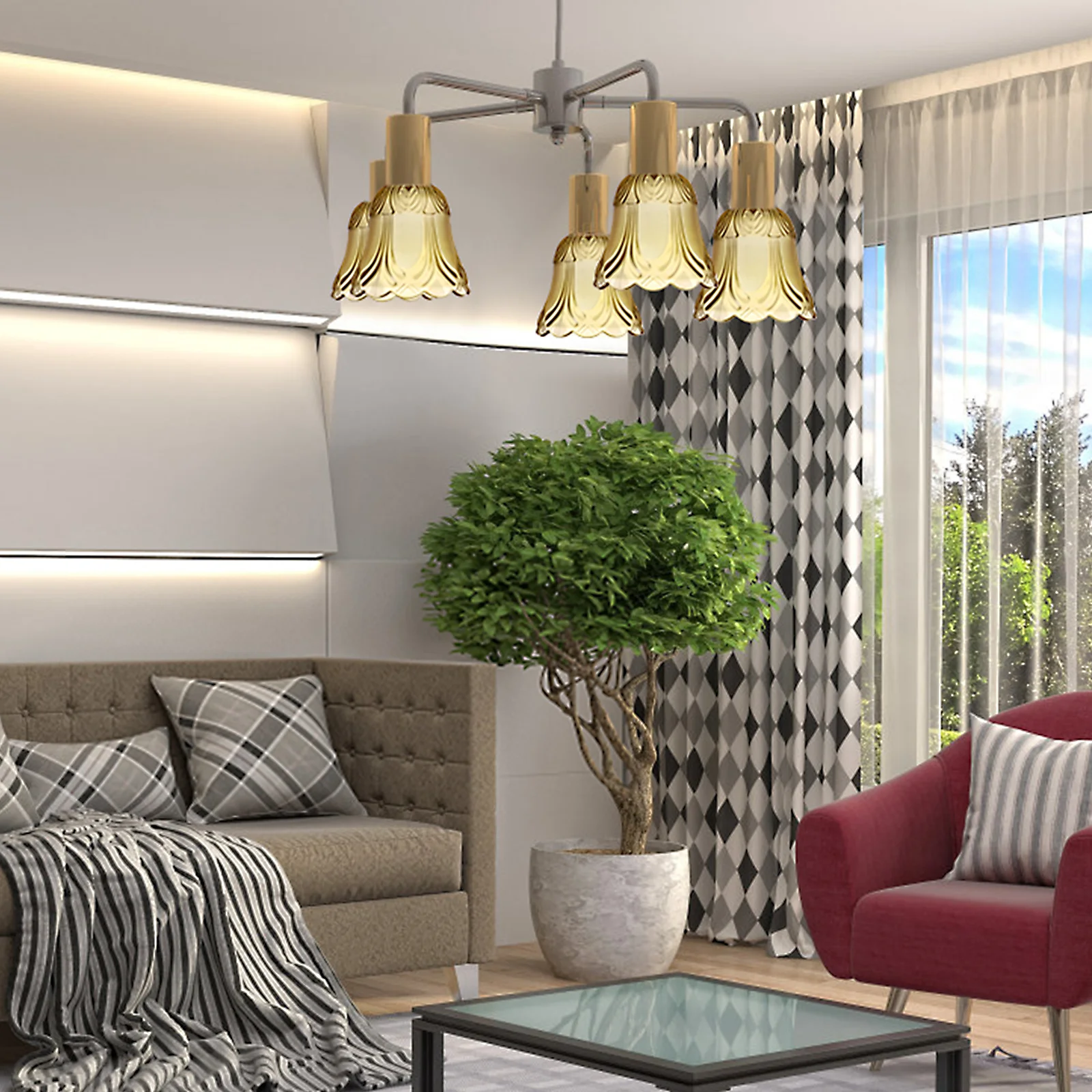 

Glass Lamp Shade Golden Transparent Replaceable Lampshade for Living Room Bedroom Table Lamp Cover Ceiling Light Protection