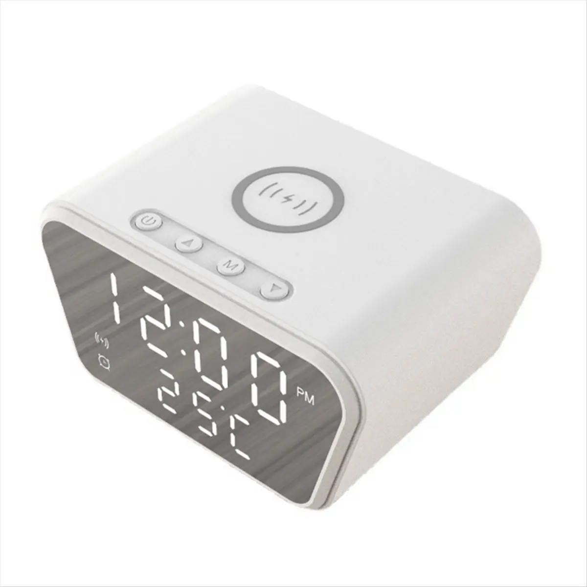 【ABFS】Alarm Clock 15W Intelligent Wireless Charger Time Calendar Temperature Display LED Digital Clock White