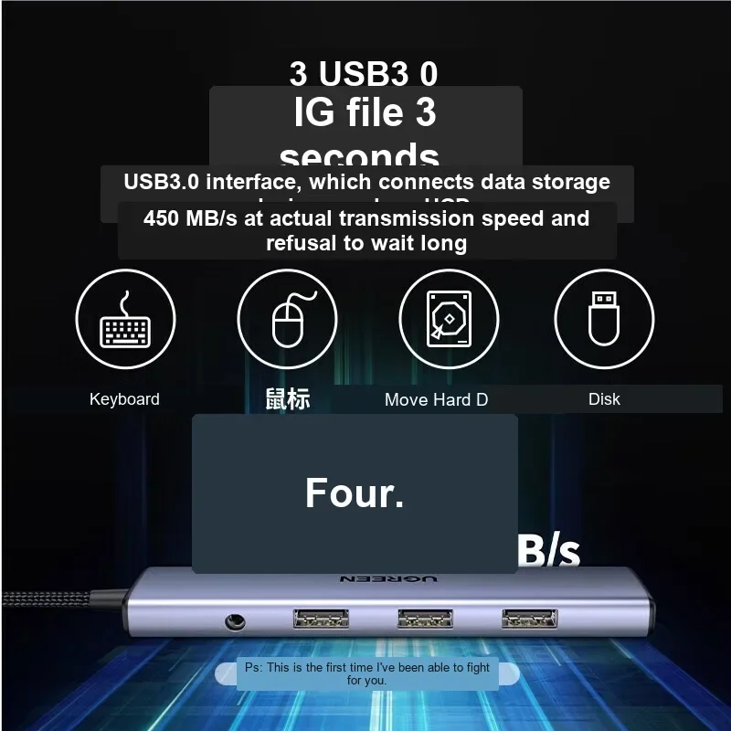UGREEN CM478 90881 USB C Hub 5 in 1 Docking Station HDMI 3 USB 3.0 3.5mm Audio Type C Adapter