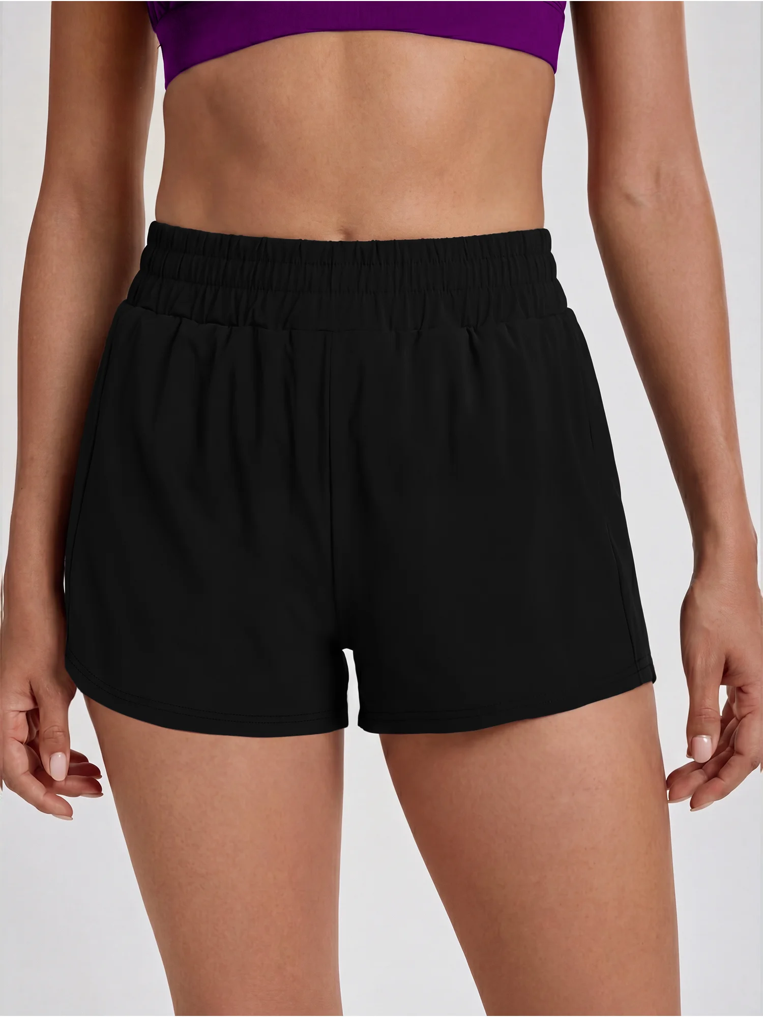All-Season Curvy Fit Bottom Shorts, Ruched Side Pocket Sweat Shorts for Mixed Sport & Daily Wear