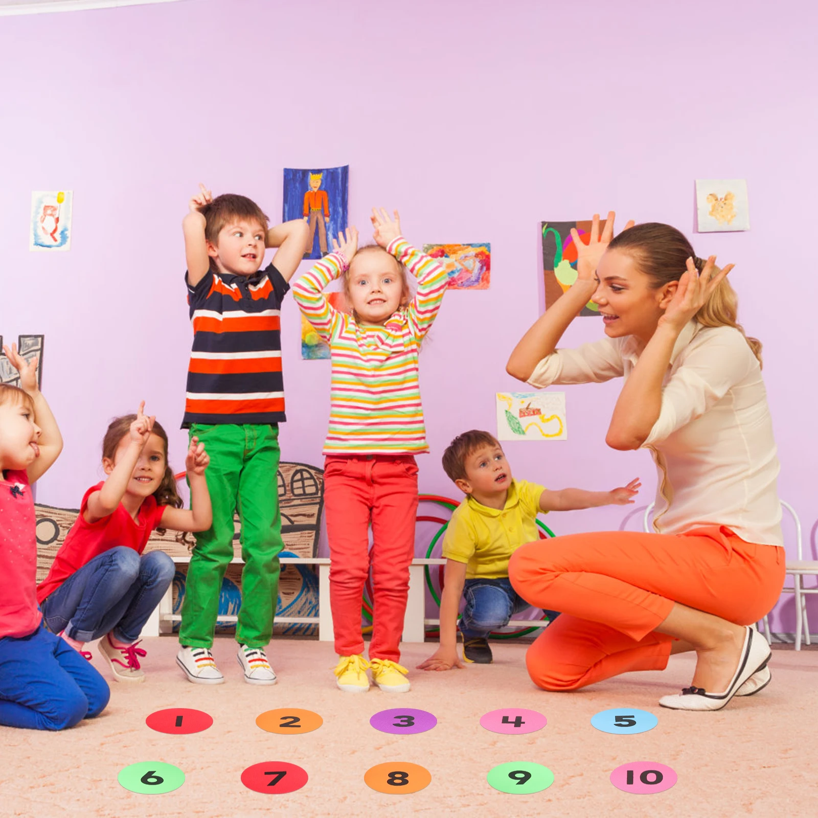 

36 Pcs Carpet Markers Multicolor Number Numbered Stickers Stickers Classroom Floor Dots Self Adhesive Easy Application
