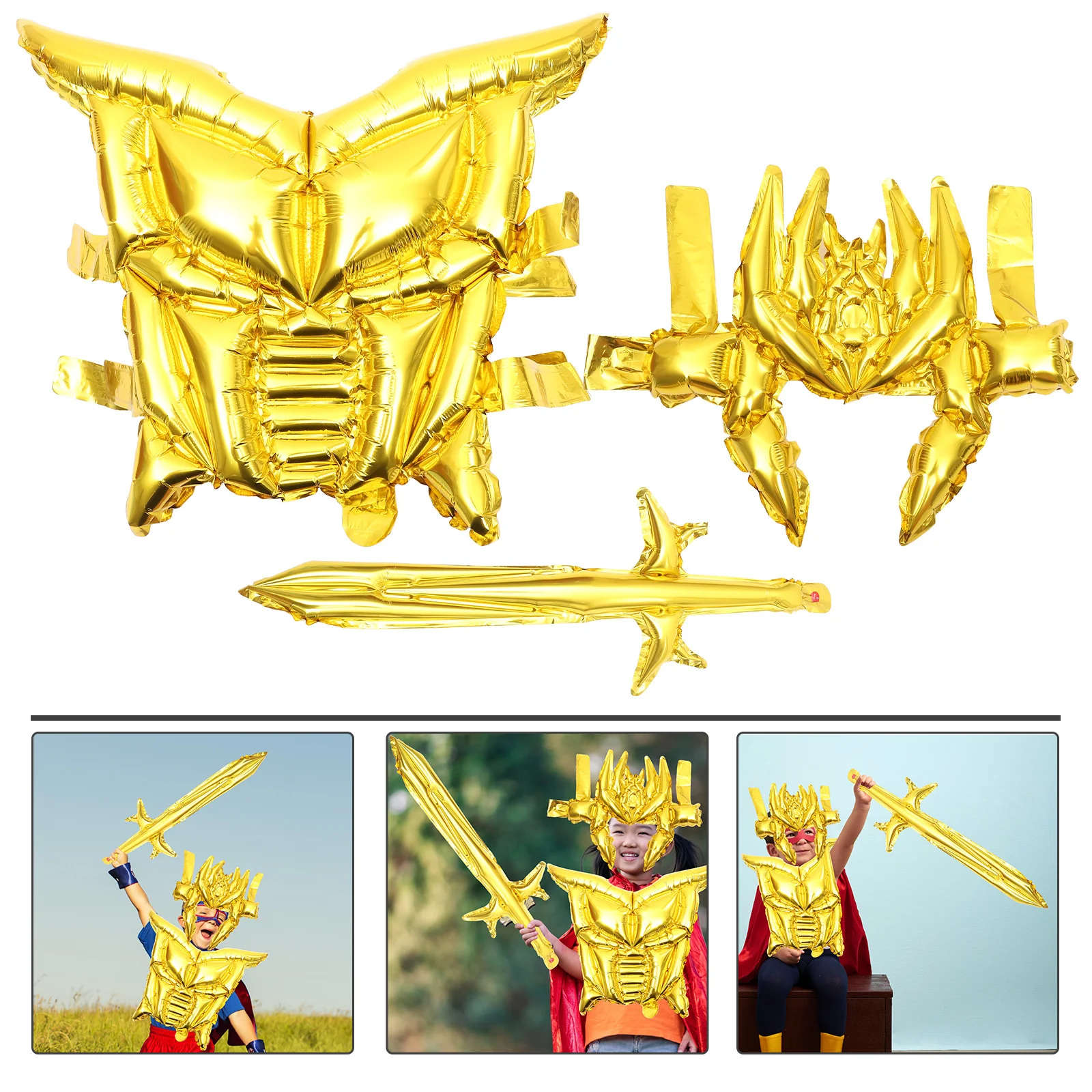 

1 set 1 Set Of Armor Balloon Kit Aluminum Film Material For Kids Boys Battle Cosplay Costume Party Decor Stage Performance Prop