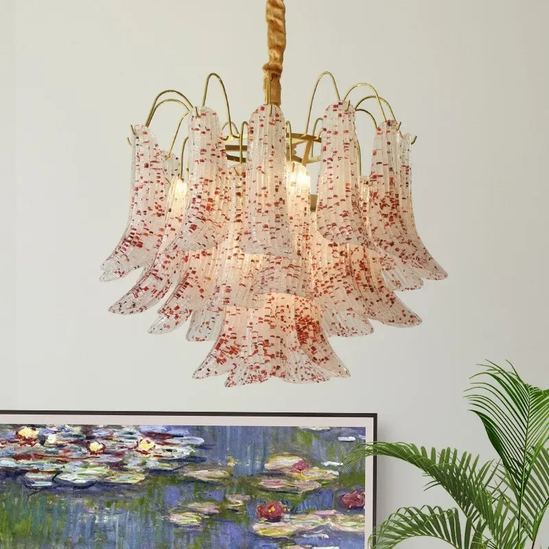 

French Vintage Glass Chandelier Creative Luxury Pendant Light for Living Room Dining Room Bedroom
