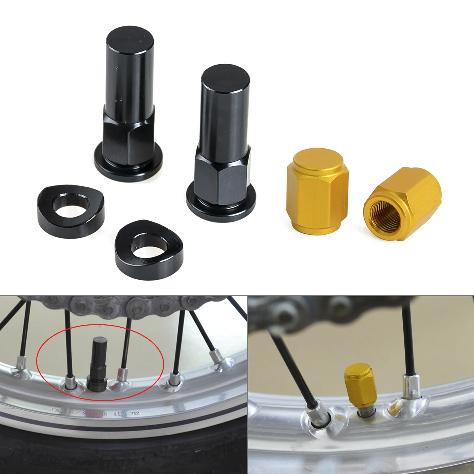 

Rim Lock Nuts Bolts Spacer Valve Stem Caps For KTM EXC Honda Kawasaki Suzuki Yamaha YZ250F YZ450F WR250R WR450R WR250F WR450F