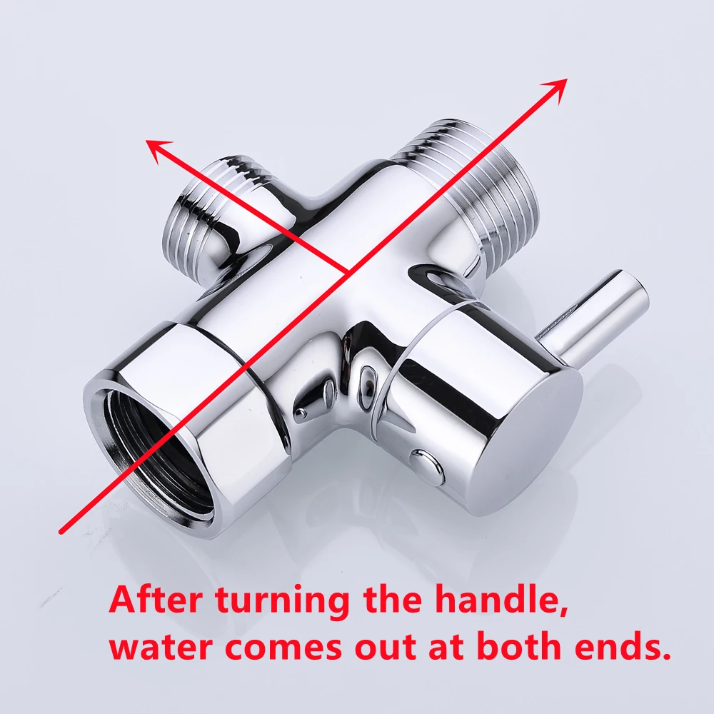 3 Way Diverter Valve T Adapter Converter Chrome For Shower Head Diverter Valve Three-way Water Distribution Valve