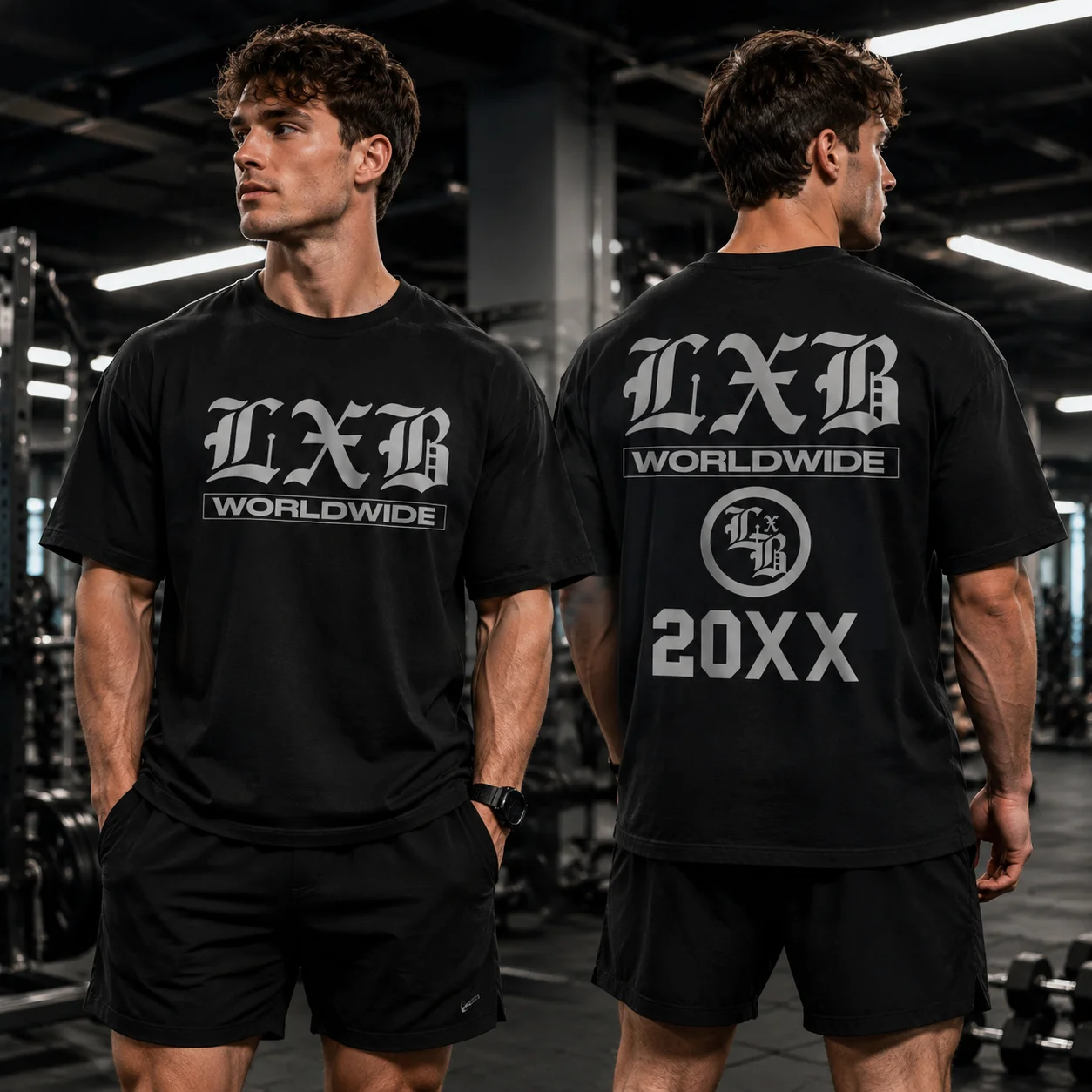 Mens Vintage Running T-Shirt Premium Cotton Athletic Workout Tee Oversized Streetwear Sport Tops LXB Graphic Training Gym Shirts