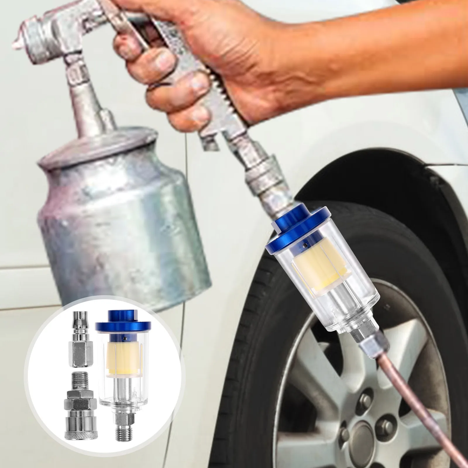 1 مجموعة 1 مجموعة ضاغط الهواء فلتر المياه النفط ل بخاخ الطلاء الهوائي البلاستيك مضمنة مجفف الهواء أداة ملحق زيت الماء المضمن #3