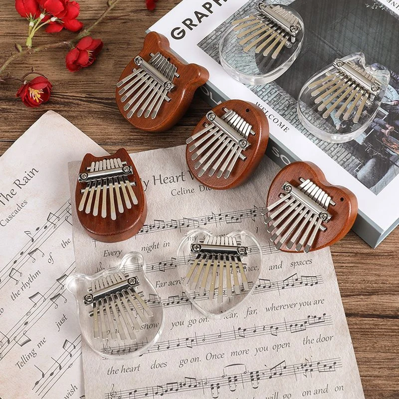 8 Key Kalimba Thumb Piano Gifts For Kids Beginners Music Lovers Players,Cute Instrument Pendant Keychain Accessories