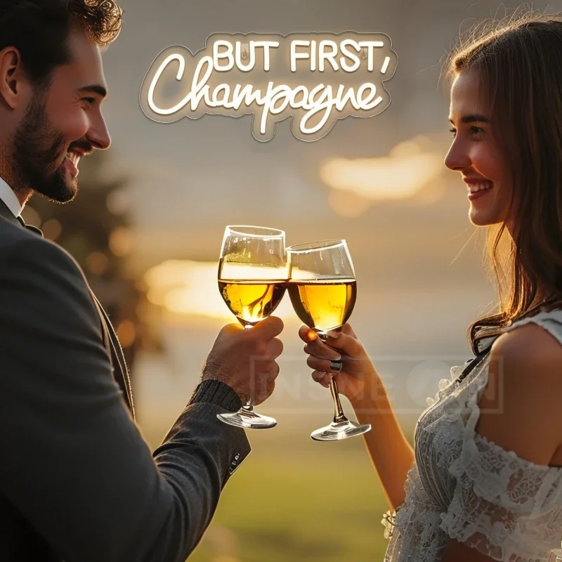 ولكن أول علامة نيون الشمبانيا USB بالطاقة اللاسلكية تصميم ديكور مثالي للمنزل بار المطبخ حفلة غرفة المعيشة جدار الفن #2