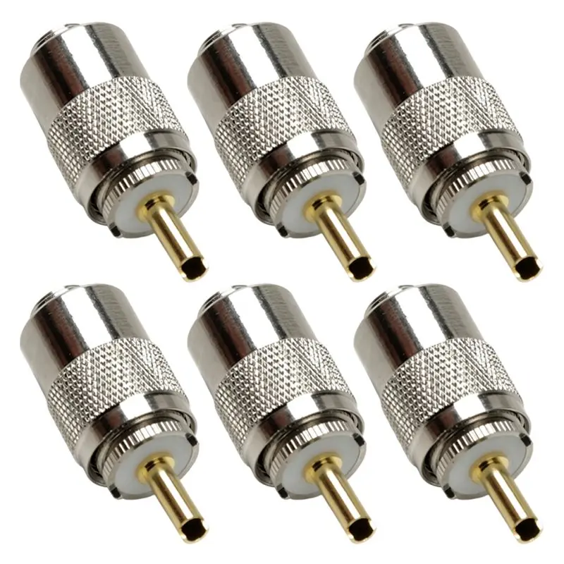 A97I-6 Pack PL259 Coax Connectors 50 Ohm PL-259 UHF Male Solder Connector Plug With Reducer For RG8X RG59 RG8 RG213 LMR240