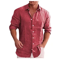 Men Shirt 2023 Spring Solid Baggy Long Sleeve Button Hawaiian Cotton Shirt for Men Blouse Camisa Masculina Streetwear