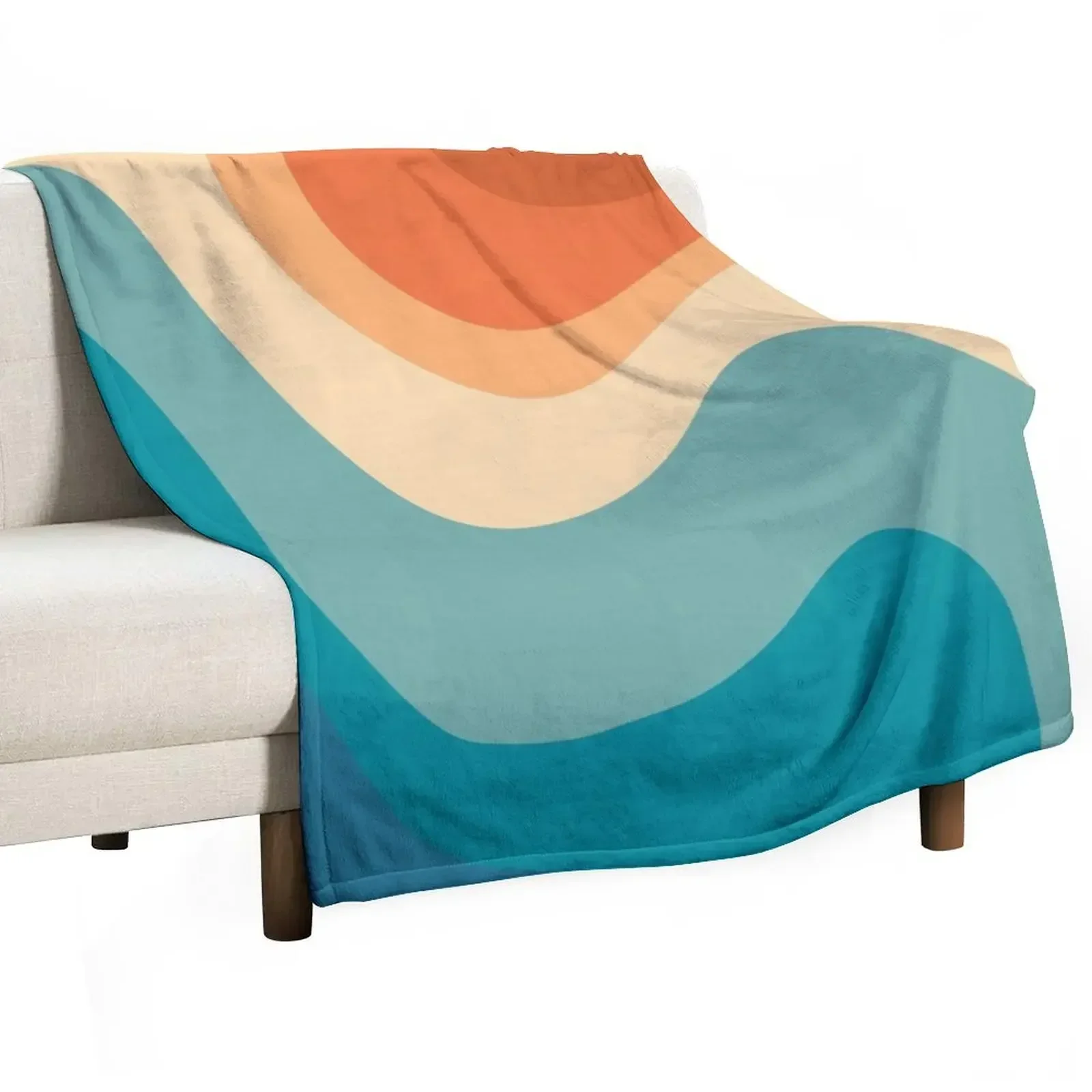 Retro Summer Swirl Wave #1 #minimal #decor #art Throw Blanket Custom Plaid on the sofa Blankets