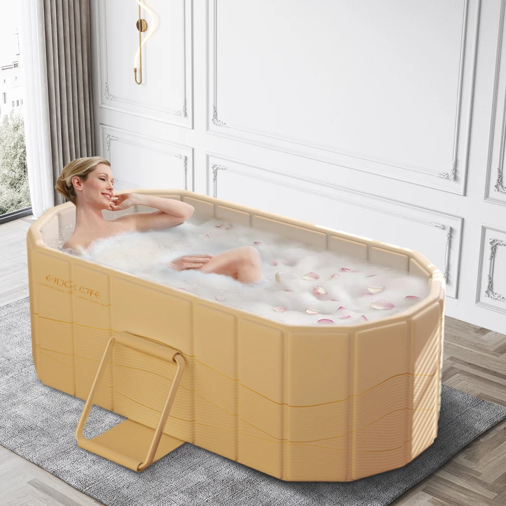 Foldable Portable Hot Tub Large Collapsible Ice Bath Tub Dual Drainage Design Cold Plunge Tub Bathtubs for Hot Bath and Ice Bath