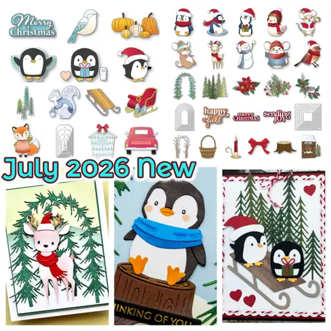July 2026 New Birch Press Design Snuggled Penguin Dies Metal Cutting Dies Christmas DIY Scrapbook Make Photo Handmade Decoration