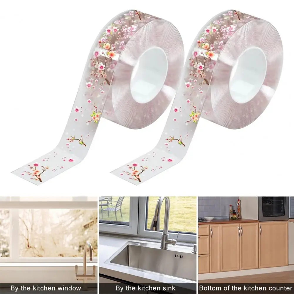 Sealant Tape Waterproof Pvc Caulk Tape for Bathroom Kitchen Wall Edge Sealing Flower Design Adhesive Strip for Toilet