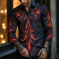 Men's shirt pattern shirt outdoor street long sleeved printed clothing fashion street clothing designer casual breathable