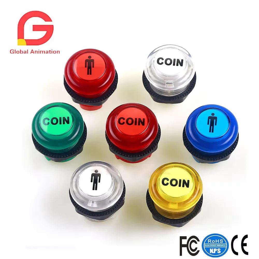 LED Illuminated Push Button, Player Start Buttons, Coin Buttons for MAME, JAMMA, Fighting Games, Arcade, 5V, 1P, 2P, 4 Pcs