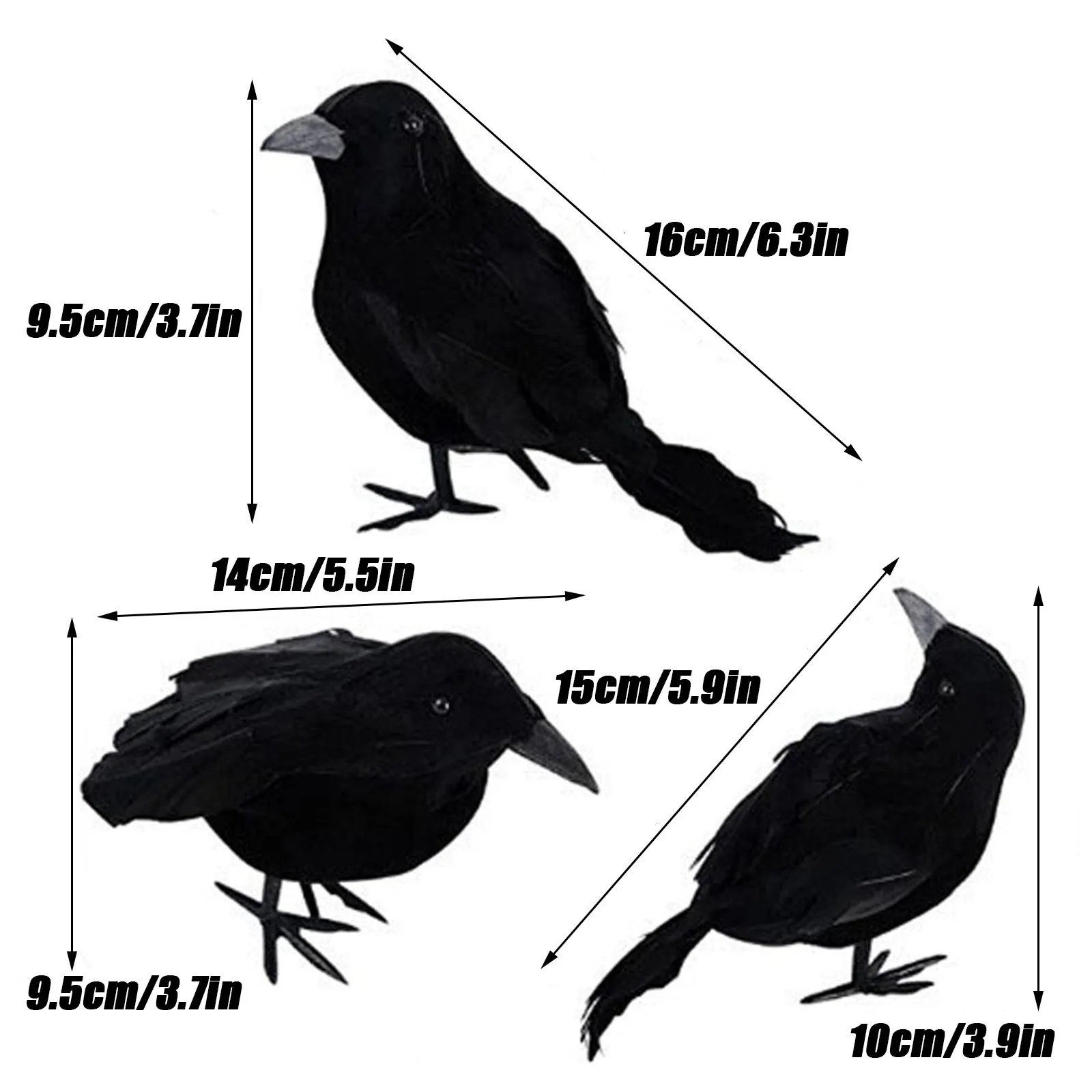 6-18Pcs Halloween Crow Decors Fake Crow Decors Artificial Crows Black Feather Crows Lifelike Ravens Halloween Party Decoration