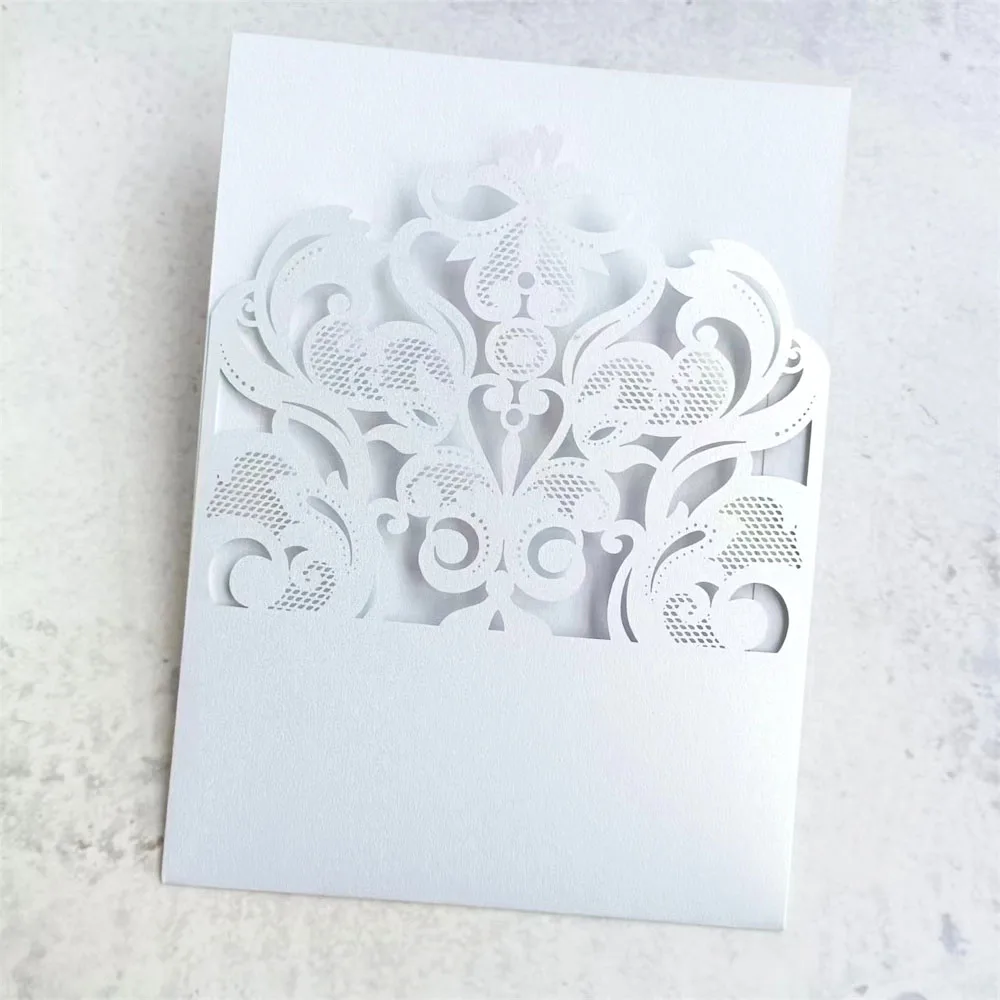 

Floral 5x7 Inch Invitation Pocket Wedding Card Holder Personalized Printing 50 Sets