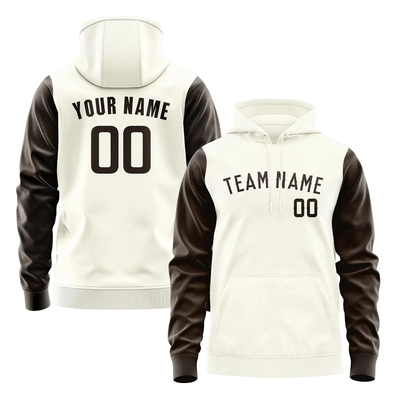

Simple Contrast Color Beige Hoodies For Men Fashion Custom Name Team Name Number Personalization Hoodie Casual Oversize Pullover