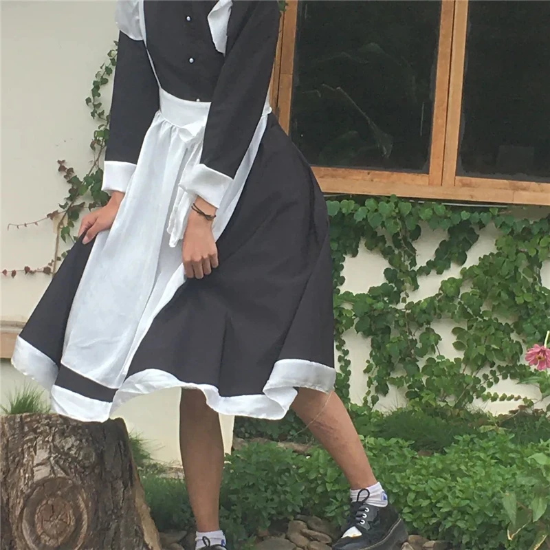 Frauen Maid Outfit Lange Kleid Schürze Kleid Lolita Kleider Männer Kleidung Unisex Cafe Kostüm Cosplay Anime Kostüme Jujutsu Kaisen