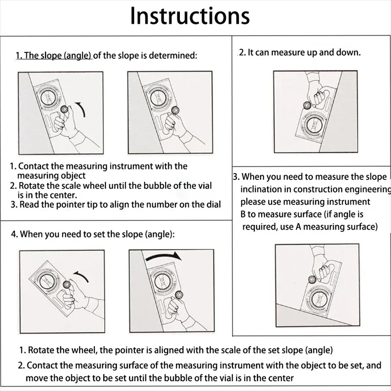 Angle Slope Measuring Instrument Magnetic Level Bubble Inclinometer Protractor Slope Ruler Level