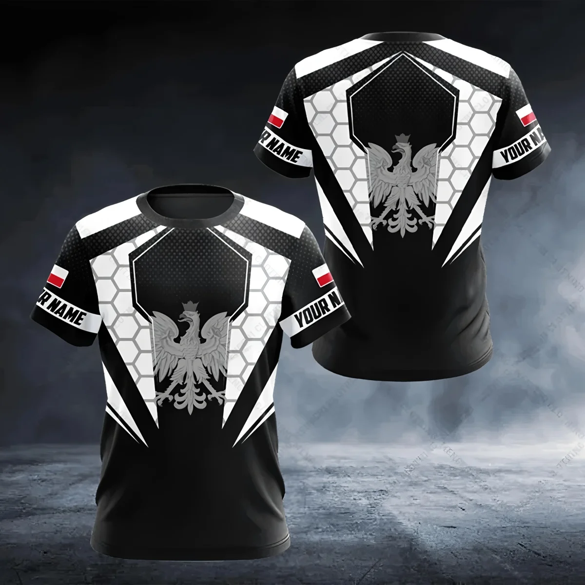 

Trendy mens clothing 3D digital printing Polish national emblem graphic T-shirt loose round neck comfortable top T-shirt for men