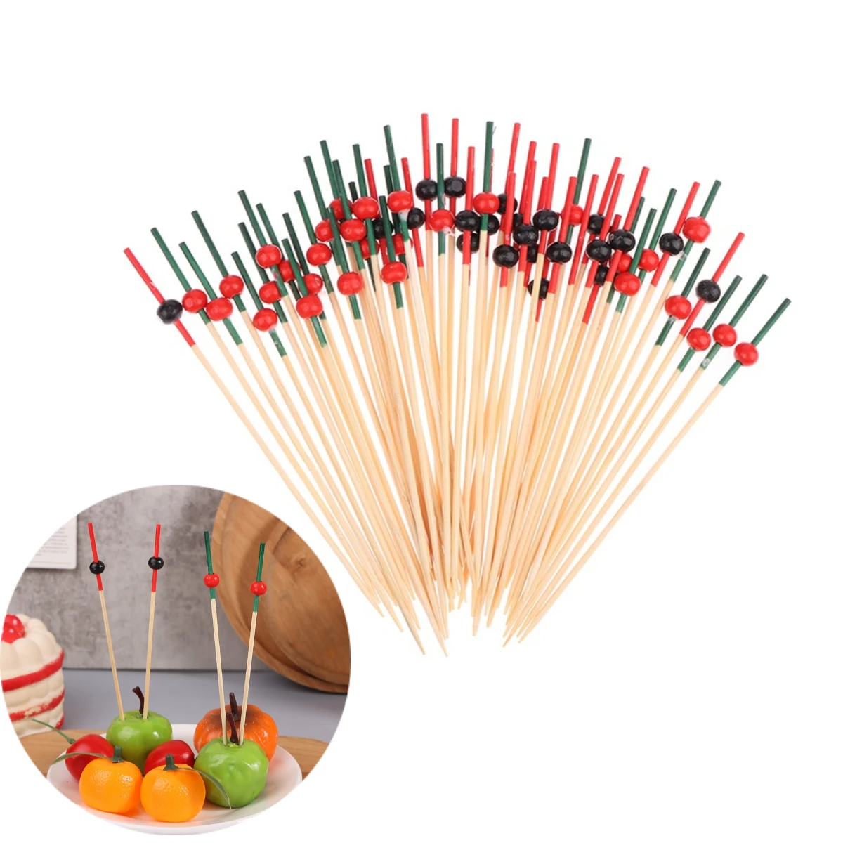 

100PCS 12cm Bamboo Sticks Buffet Cupcake Fruit For Dessert Snack Skewer Fork Wedding birthday party Decorration Supplies