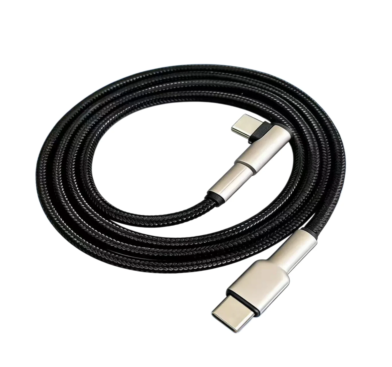 100W USB-C zu C Kabel 90 Grad Rechtwinklig Typ-C Schnellladekabel Nylon-Ummanteltes Datensynchronisationskabel für Samsung Pixel Xiaomi