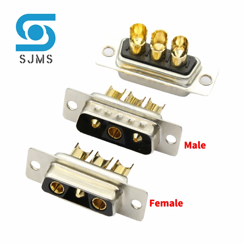 1PCS DB3 3V3 30A 40A High Power Gold plated Male / Female high current Connector D-SUB adapter solder type 3Pin plug socket jack