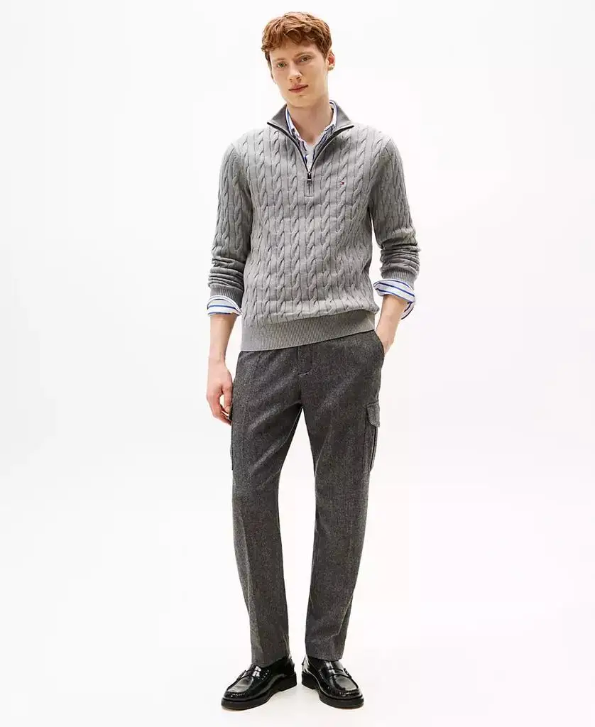 تومي هيلفيغر |   سترة رجالية بأكمام طويلة ومتماسكة بسحاب ربع