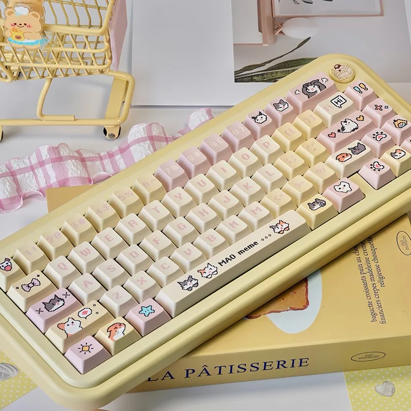 Набор колпачков для клавиш Pixel Hakiimi, персонализированные, по индивидуальному заказу, сублимационный вишневый профиль из ПБТ, милая колпачок для клавиатуры для механической клавиатуры