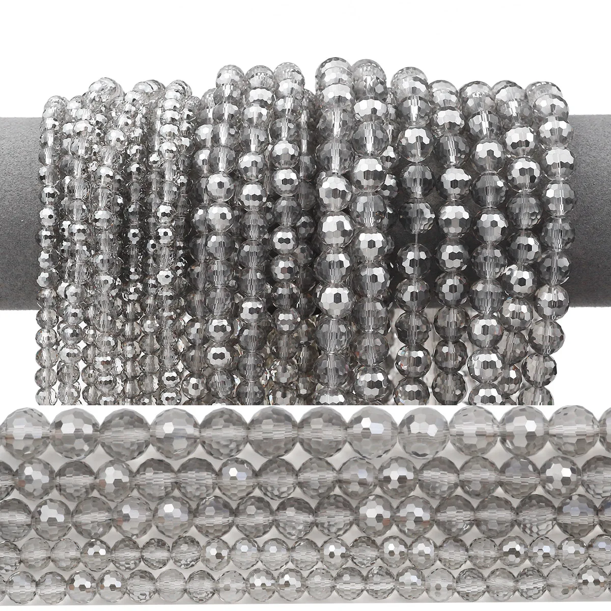 30-50pcs Transparent Gray 6 8 10mm Austrian Crystal Glass 96 Faceted Ball Spacer Beads For Jewelry Making Diy Bracelet Necklaces