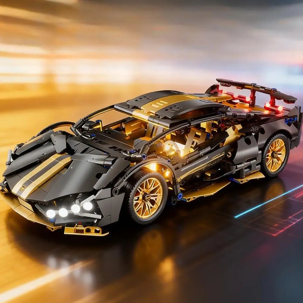 

TOYLINX Racing Car MOC Black Gold Mechanical Supercar Construction Toy 1:14 Scale Building Block set Assembled Toy Car Model