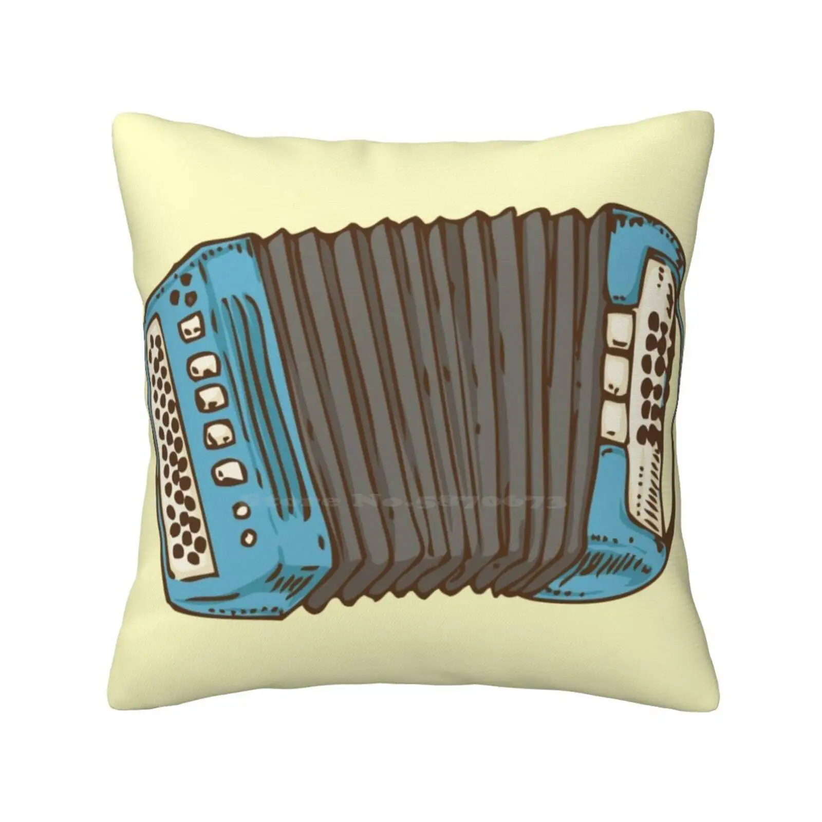 Blue Russian Bayan Funny Cute Decor Square Pillowcase Accordion Acoustic Background Bayan Blue Chromatic Classical Color