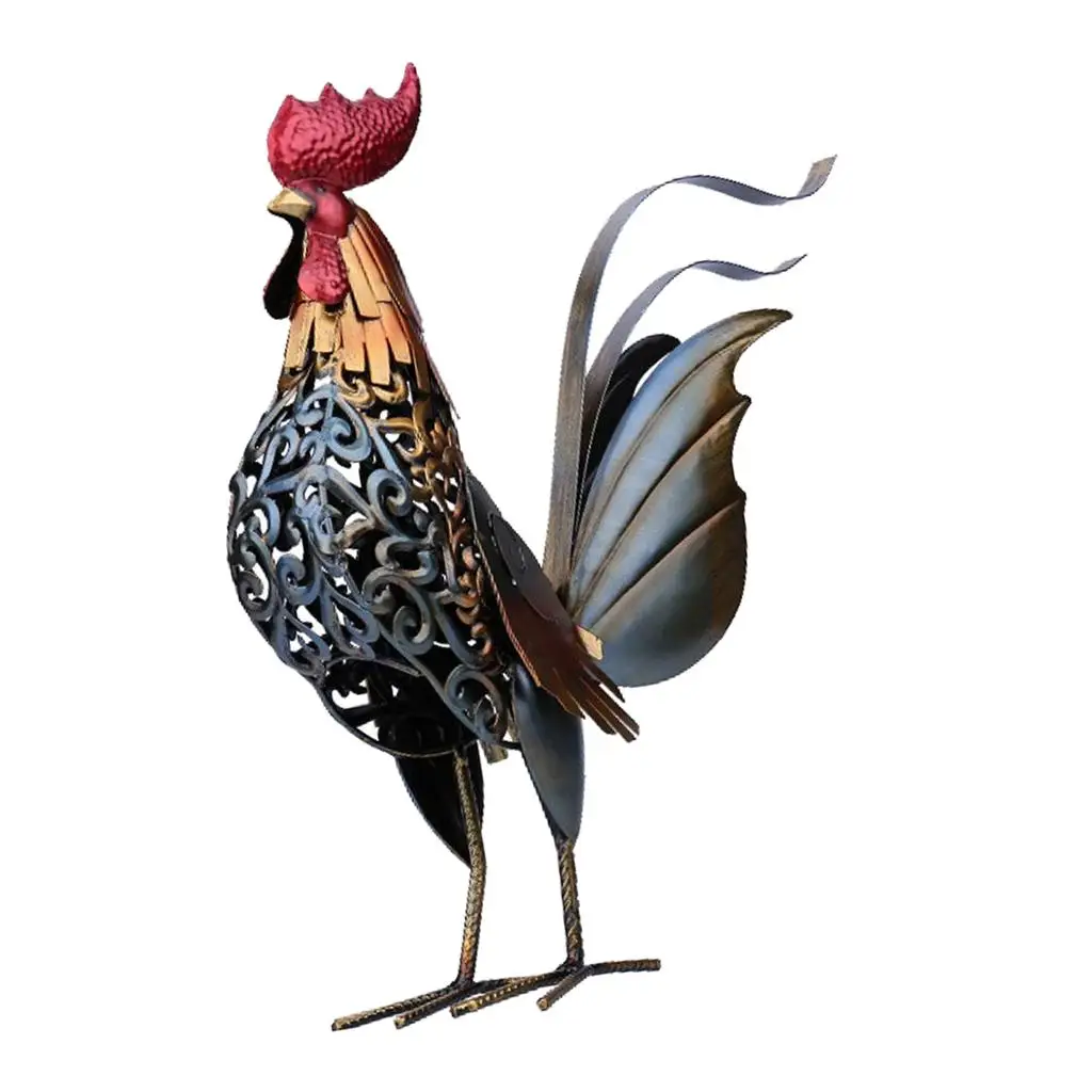 

Metal Chicken Garden Decoration Iron Rooster Statue Colorful Garden Figurine Ornament Sculpture for Patio Yard