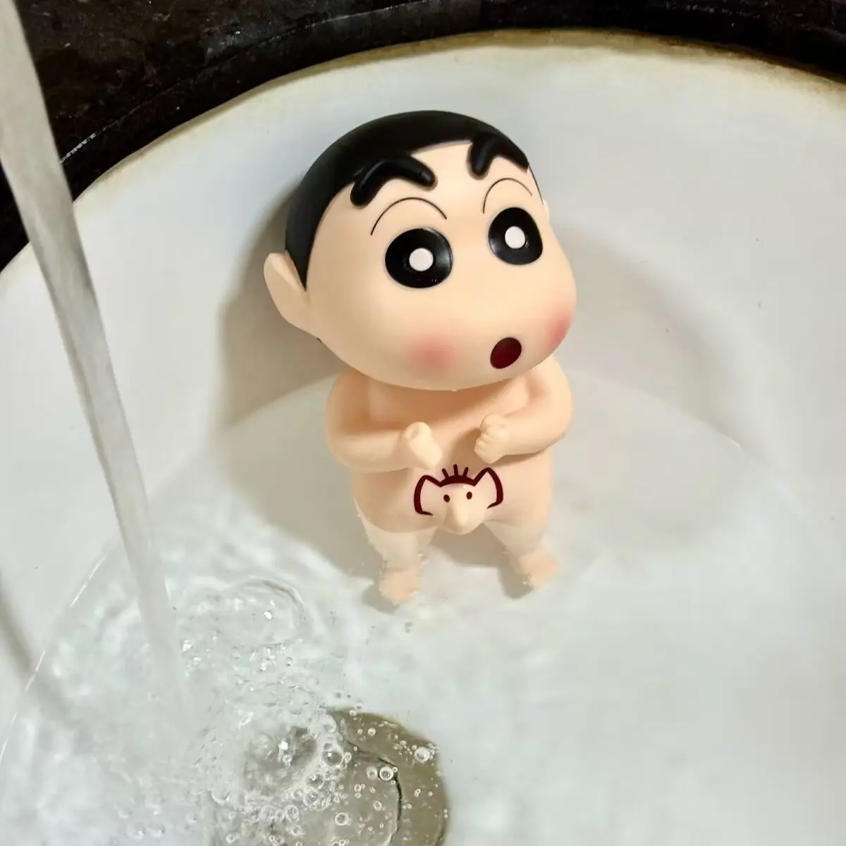 Bandai 12CM Crayon Shin-Chan Anime Figures Shin-Chan Nude Bathe Action Figurine PVC Model Desk Ornaments Collection Toys Gift