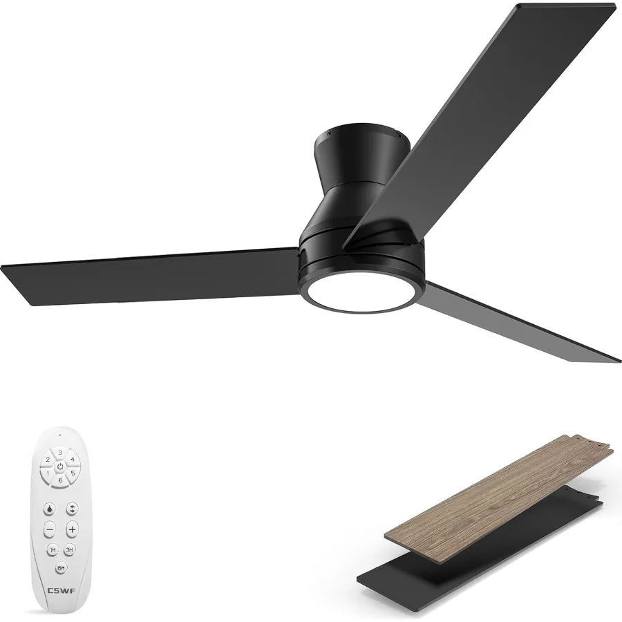 

Ceiling Fans with Lights Remote Control Flush Mount Dimmable 3000K6500K LED 6 Speed with Quiet DC Motor for Bedroom Living Room