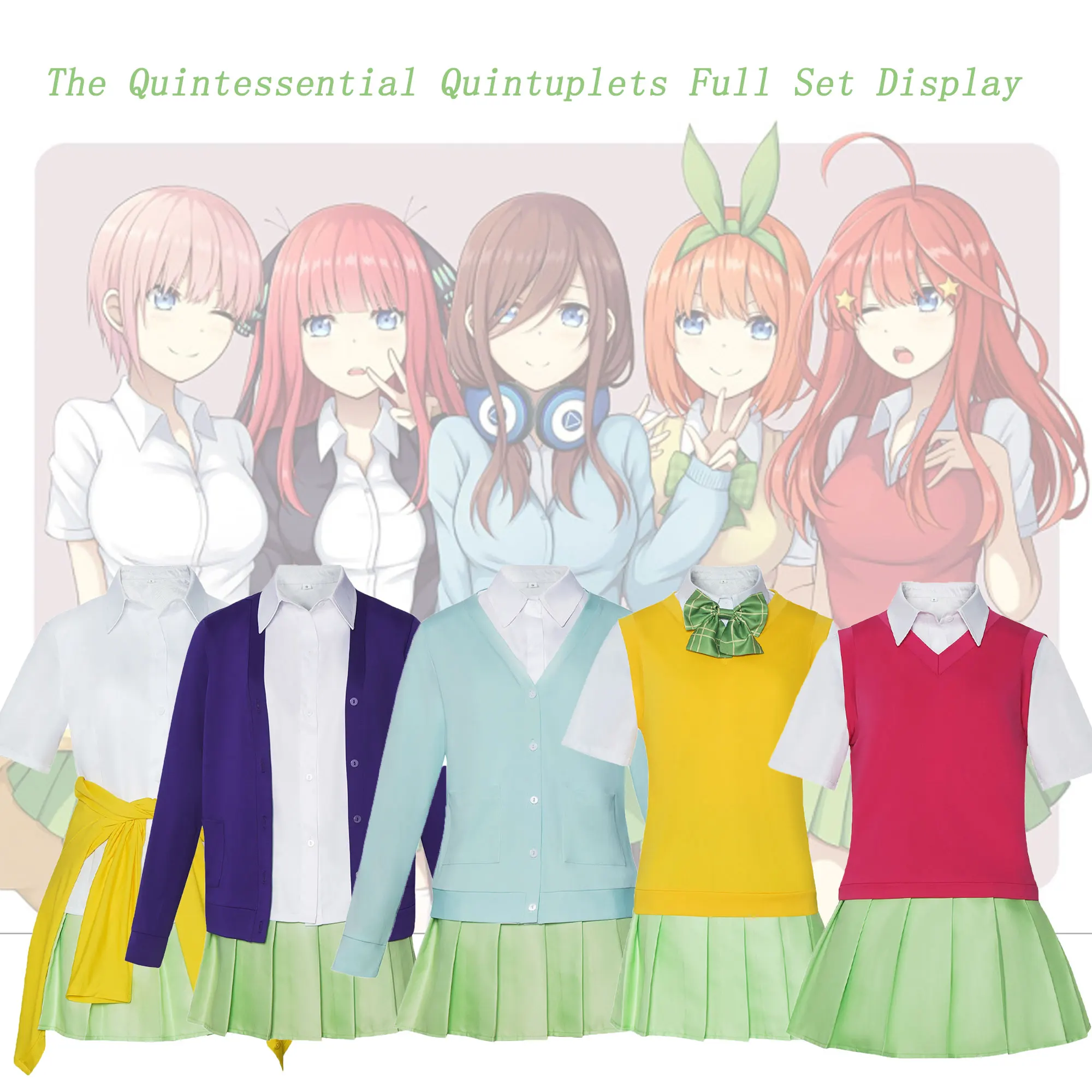 Image of The Quintessential Quintuplets Cosplay Komplettset Schuluniform Ichika Nino Miku Yotsuba Itsuki Kostüm für Comic Con Halloween