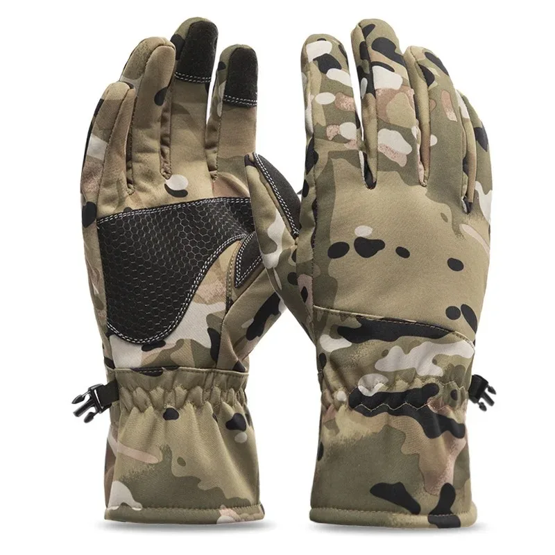 Nouveaux tactiques d'hiver en plein air Camouflage chasse chaud antidérapant gants de pêche imperméable écran tactile Ski Camping gants