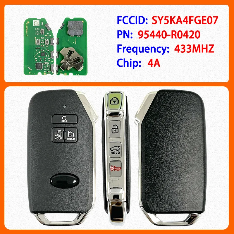 

CN051208 Aftermarket 7 Buttons Smart Key PN 95440-R0420 FCC SY5KA4FGE07 4A Chip 434MHz Keyless Go For Kia Carnival 2022-2024