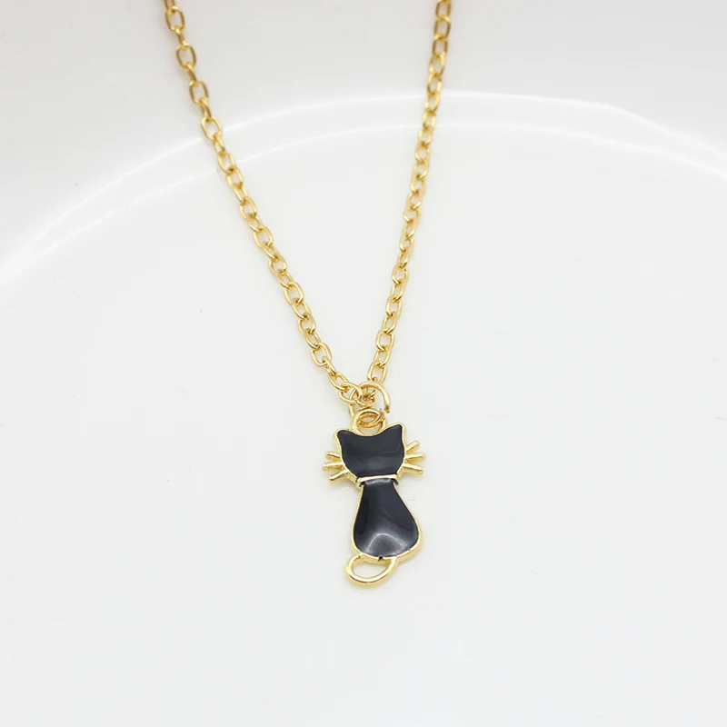 Creative Black Cat\'s Back Shadow Pendant Necklace Women Clavicle Chain Collar Animal Pussy Kitten Jewelry Wholesale Girl Gift