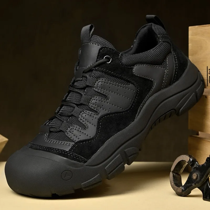 Zapatos de Senderismo para Hombre de Cuero de Gamuza, Antideslizantes, Resistentes al Desgaste, Transpirables, para Trekking, Escalada, Camping, Viajes y Uso Casual