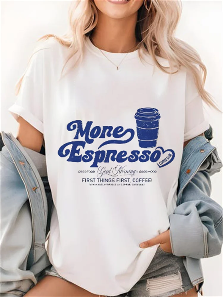 Musterdruck Urlaub Sommerdruck Damen Street Casual Weißes Top O-Ausschnitt T-Shirt Kurzarm Strand Vielseitiges Reise-T-Shirt